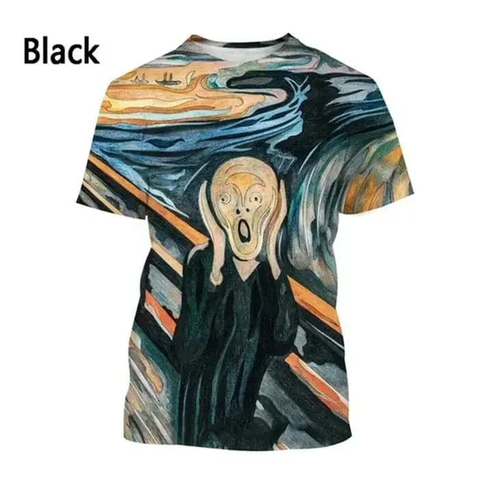 Art peinture à l'huile graphique t-shirt pour hommes nuit étoilée 3D imprimé T-Shirts été décontract