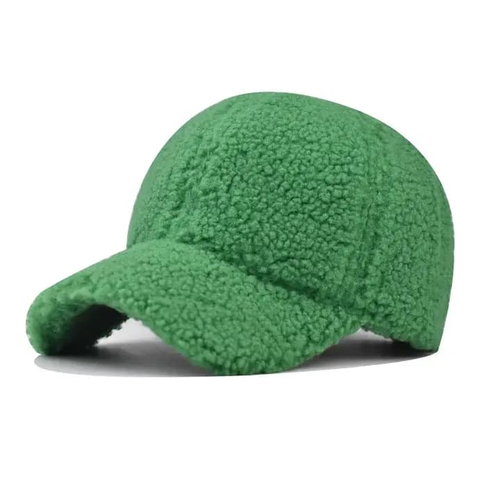 Casquettes de baseball en laine d'agneau vert beige FS pour hommes