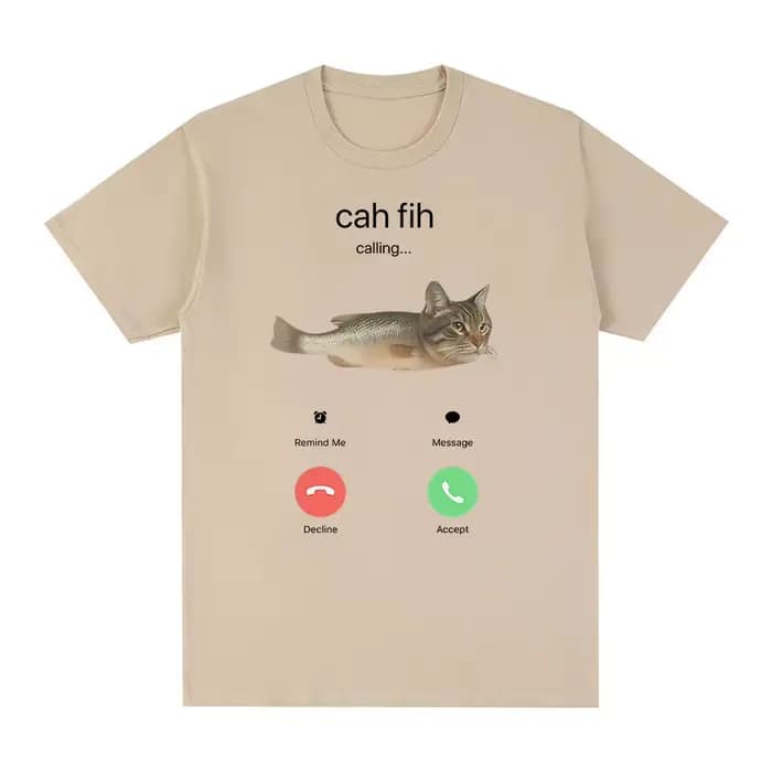 T-shirt humoristique Cah Fih Meme : Chat