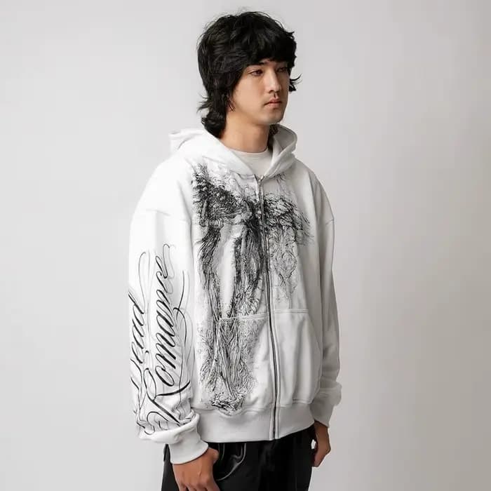 Y2k Obsessed Sweat à capuche zippé Tendance Déesse Peinture Couple