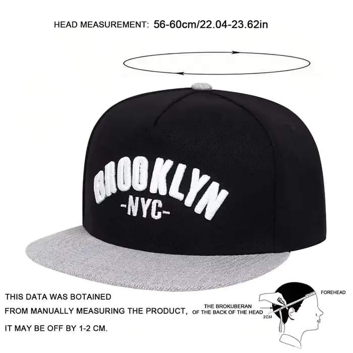 Casquette snapback brodée avec la lettre BROOKLYN pour hommes