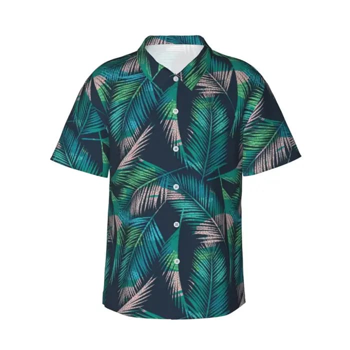 Chemise hawaïenne à feuilles tropicales pour hommes