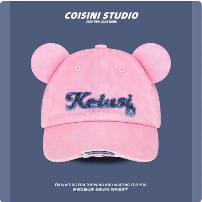 Casquettes de baseball brodées avec des oreilles d'ours mignonnes pour hommes et femmes, printemps e