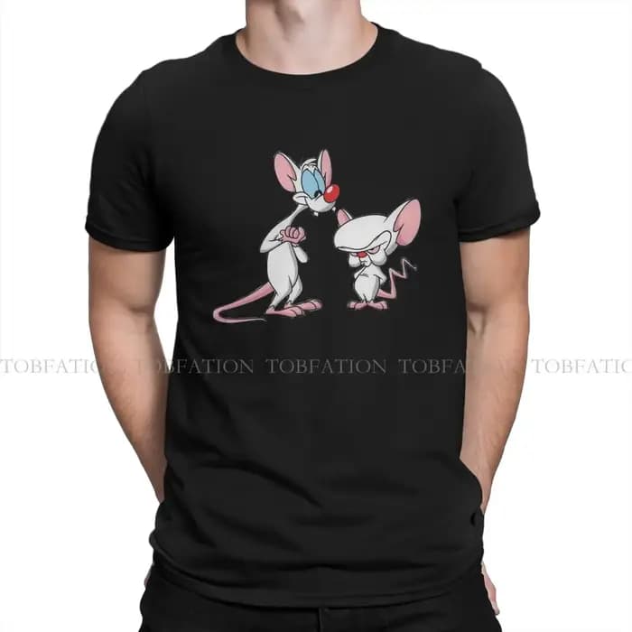 Pinky et le cerveau TV quand je regarde le monde t-shirt hommes Alternative surdimensionné Punk col rond coton