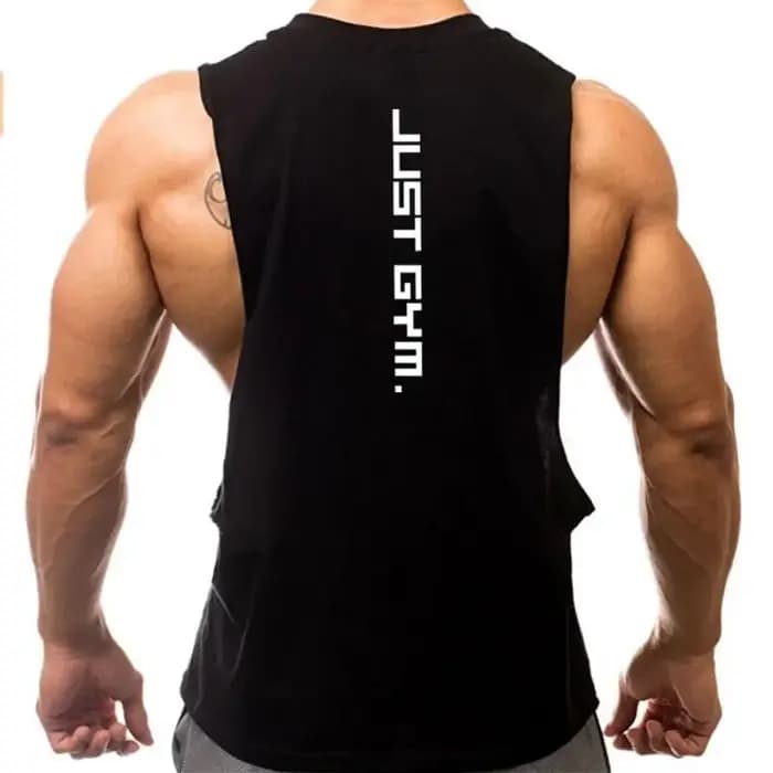 Marque juste vêtements de sport Fitness hommes côtés coupés T-shirts trous de bras tombés débardeurs de musculation entraînement gilet sans manches