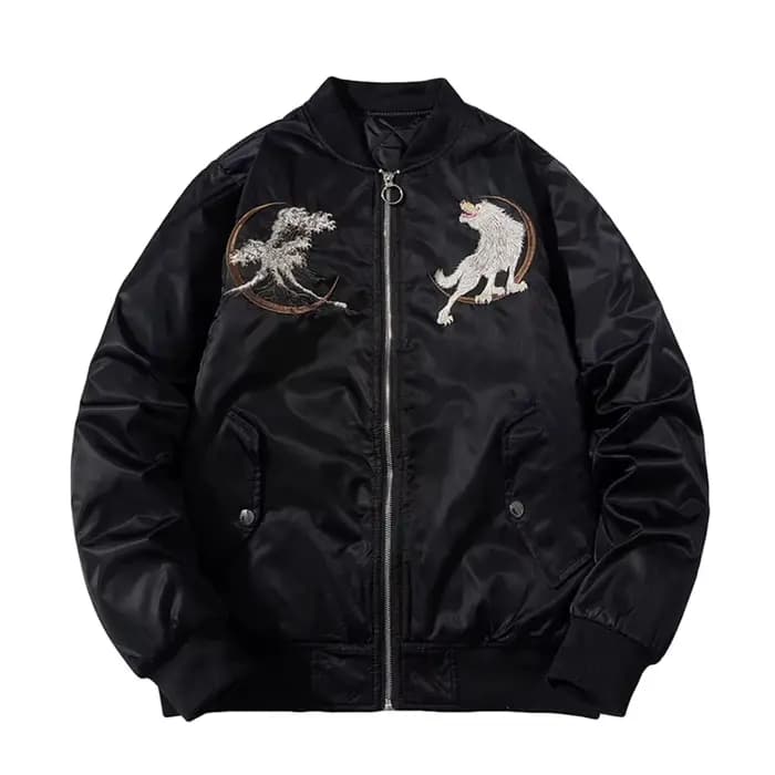 Veste brodée loup pour homme