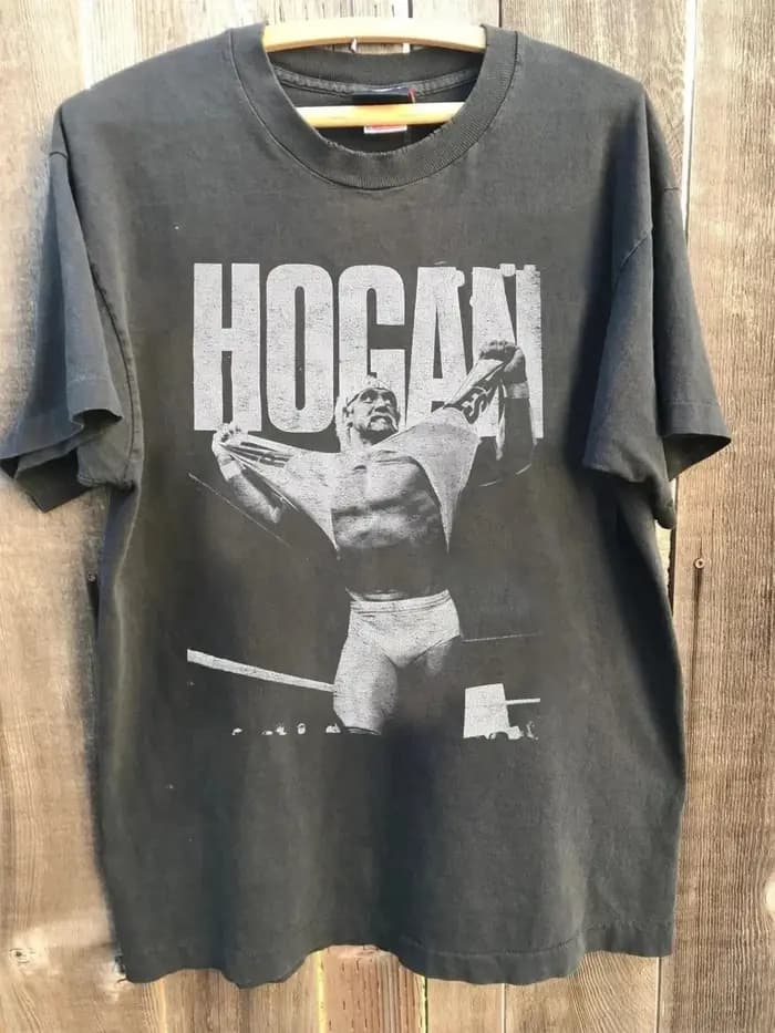 T-shirt Hulk Hogan noir et blanc, couleur charbon, réédition, pour hommes et femmes