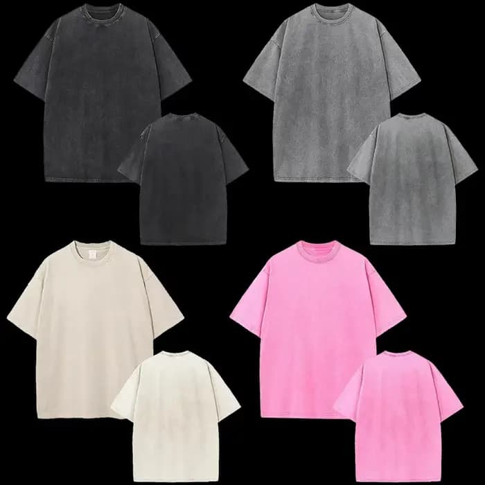 T-shirt à manches courtes en coton lavé pour hommes et femmes