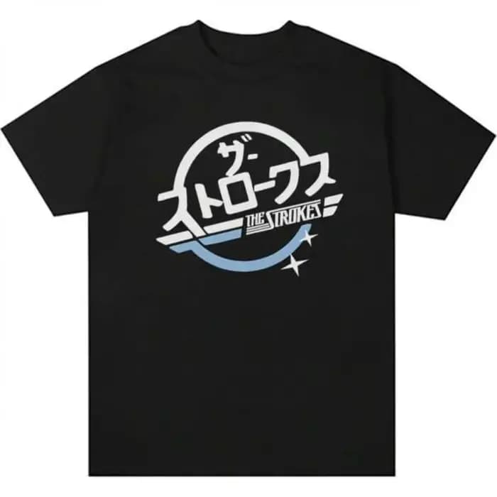T-shirt avec logo du groupe The Strokes pour hommes et femmes, imprimé japonais avec graphique emblé