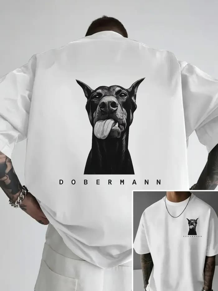 T-shirt imprimé Doberman Pinscher pour homme