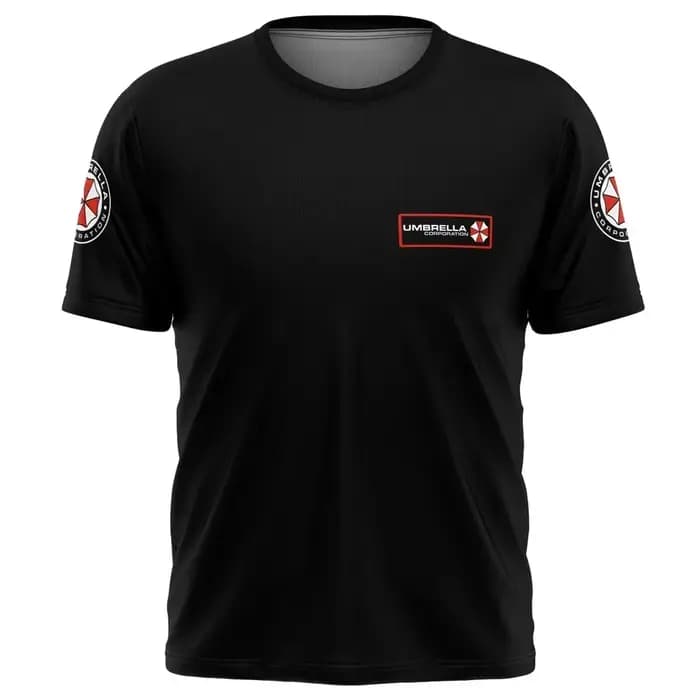 T-shirt Resident Evil Umbrella Corporation - Logo et slogan emblématiques noirs imprimés en 3D