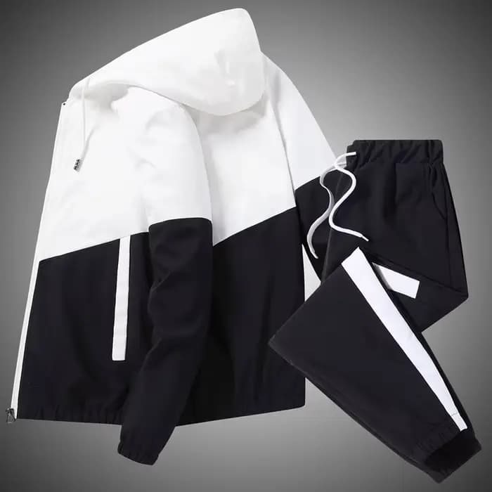 Ensemble de survêtement décontracté pour homme 2026 – Veste à capuche et pantalon de jogging 2 pièces – Tenue de sport Hip Hop pour la course
