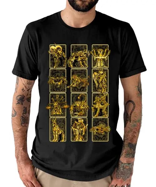 T-shirt pour Anime Caballeros de Zodiaco Doce Armaduras Doradas
