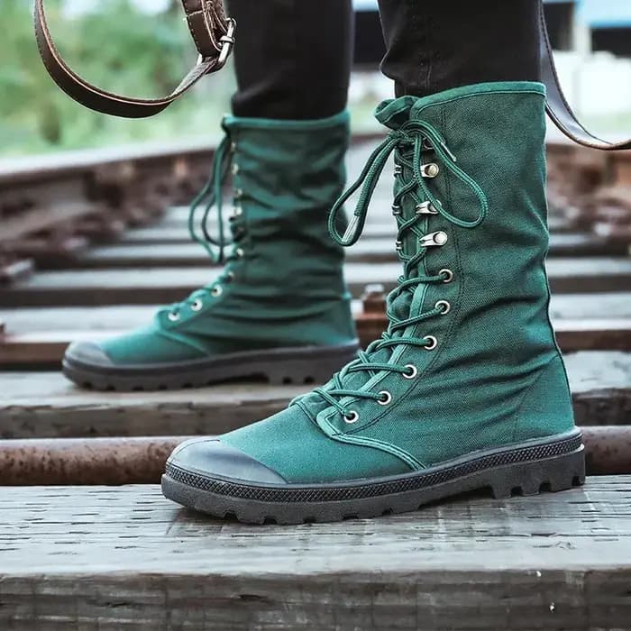 Bottes en toile pour hommes mode fond plat