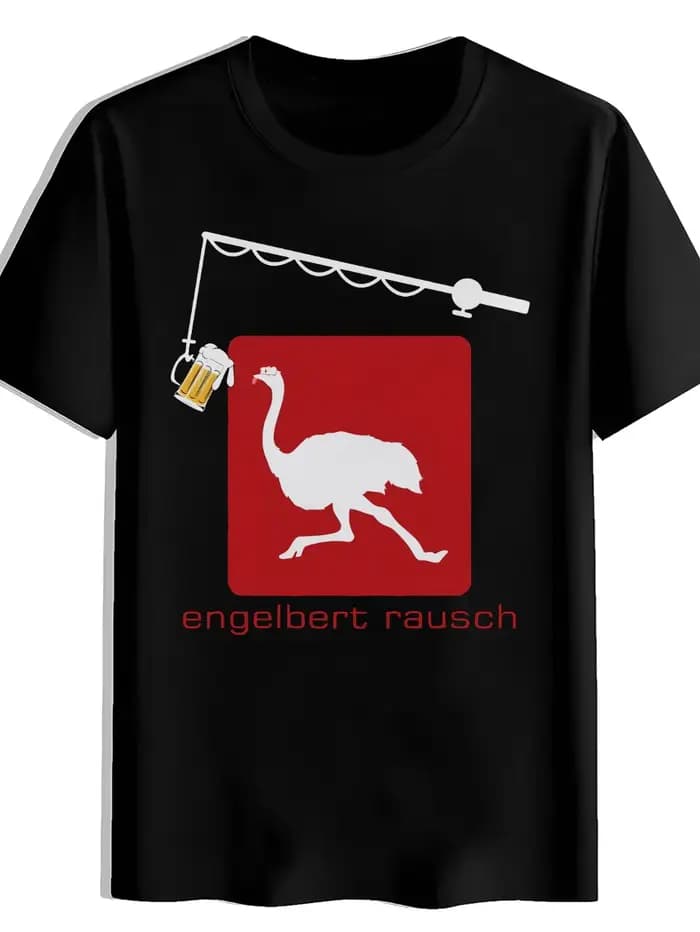 T-shirt noir pour hommes avec graphique Engelbert Rausch Camel
