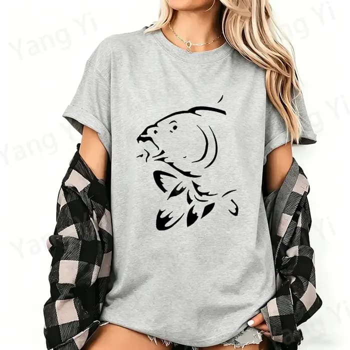 T-shirt graphique à motif carpe éclaboussée d'encre