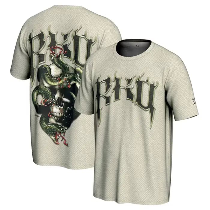 T-shirt classique pour homme, couleur Tan, Randy Orton RKO, motif crâne, mode décontractée, ample, a