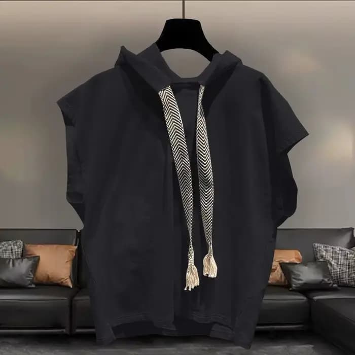 T-shirt sans manches à capuche pour hommes, grande taille, couleur unie, ample, assorti avec tout, h