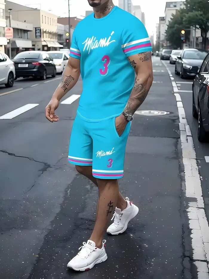 2025 hommes été nouveau décontracté respirant à manches courtes T-shirt ensemble short et haut sport