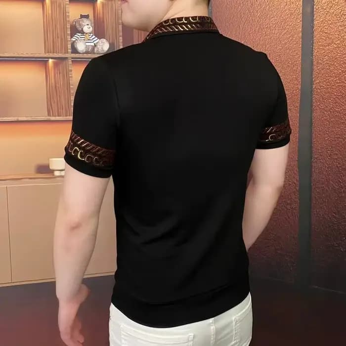 Luxe Laser imprimé T-shirt hommes été à manches courtes polos décontractés mode affaires Social Street Wear POLO t-shirts M-5XL