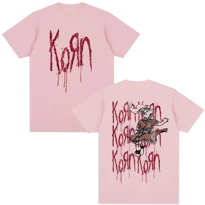 Korn Follow The Leader T-shirt Metal Gothic Rock Band Top Hommes Femmes Coton Casual Y2K T-shirt à m