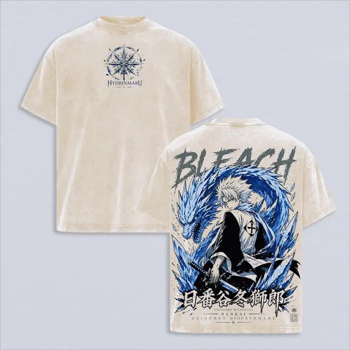 T-shirt vintage Y2K délavé BLEACH Hitsugaya Toushirou pour hommes et femmes