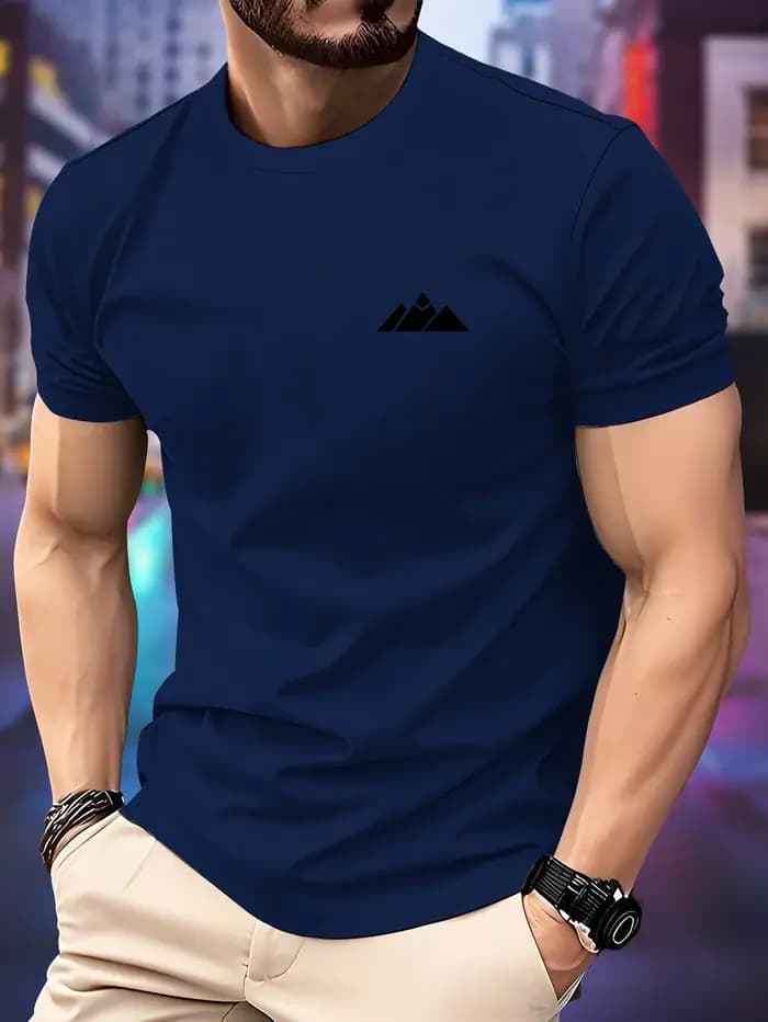 Nouveau t-shirt de sport pour homme - T-shirt style printemps/été avec imprimé lettres et manches co