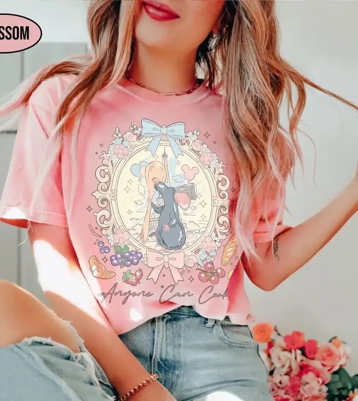 Nostalgique pour les adultes et les enfants ! T-shirt en coton Ratatouille Remy
