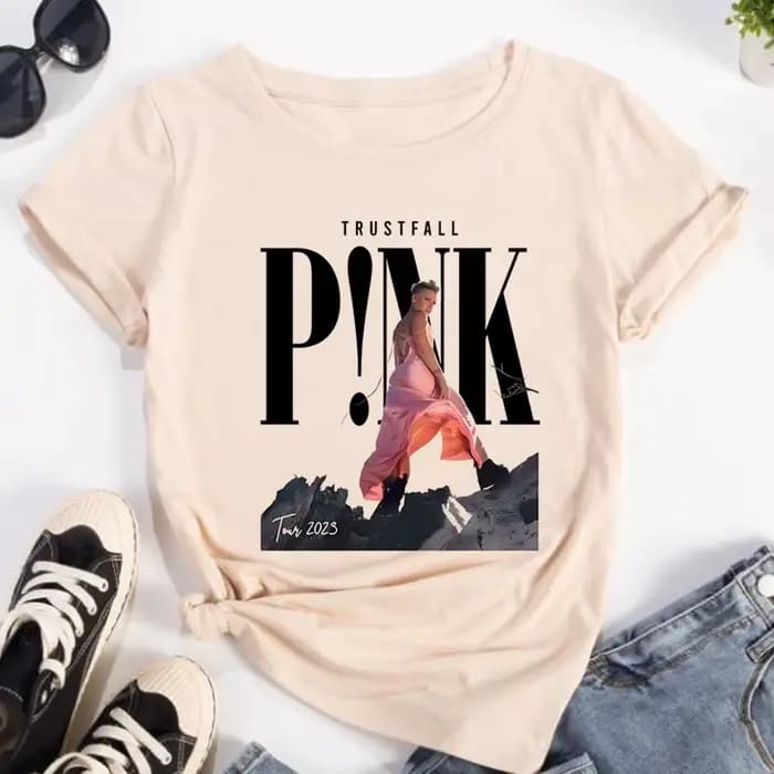 T-shirt rose p Nk pour femmes, streetwear drôle, vêtements graphiques féminins
