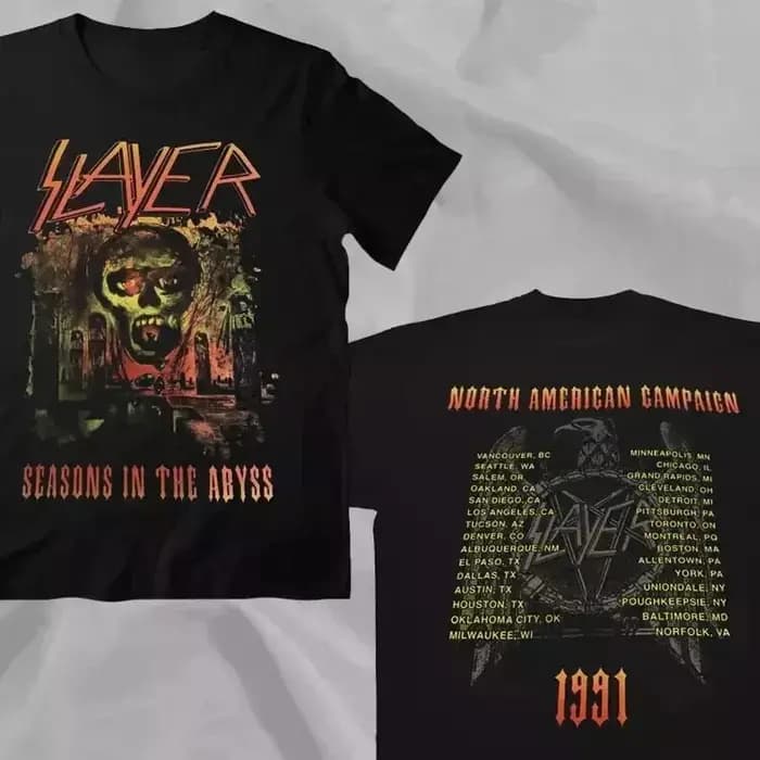 SLAYER Band Season in The Abyss 1991 Tour North America Campagne T-Shirt surdimensionné Y2k hommes f