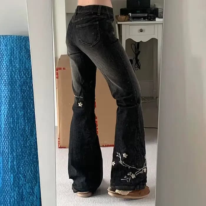 Jean vintage coupe bootcut taille basse pour femme