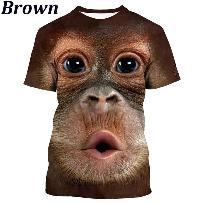 Nouvelle mode parodie gorille Fun singe 3D imprimé T-shirt hommes et femmes été décontracté à manche