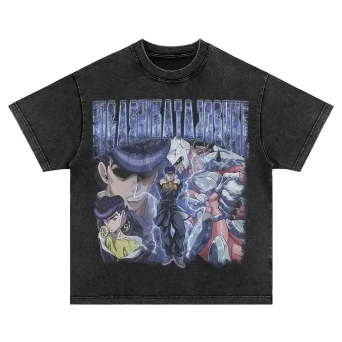 Bandai Anime JoJos t-shirt Vintage lavé JOJO boule d'acier course T-shirts Streetwear Manga Gyro Zep