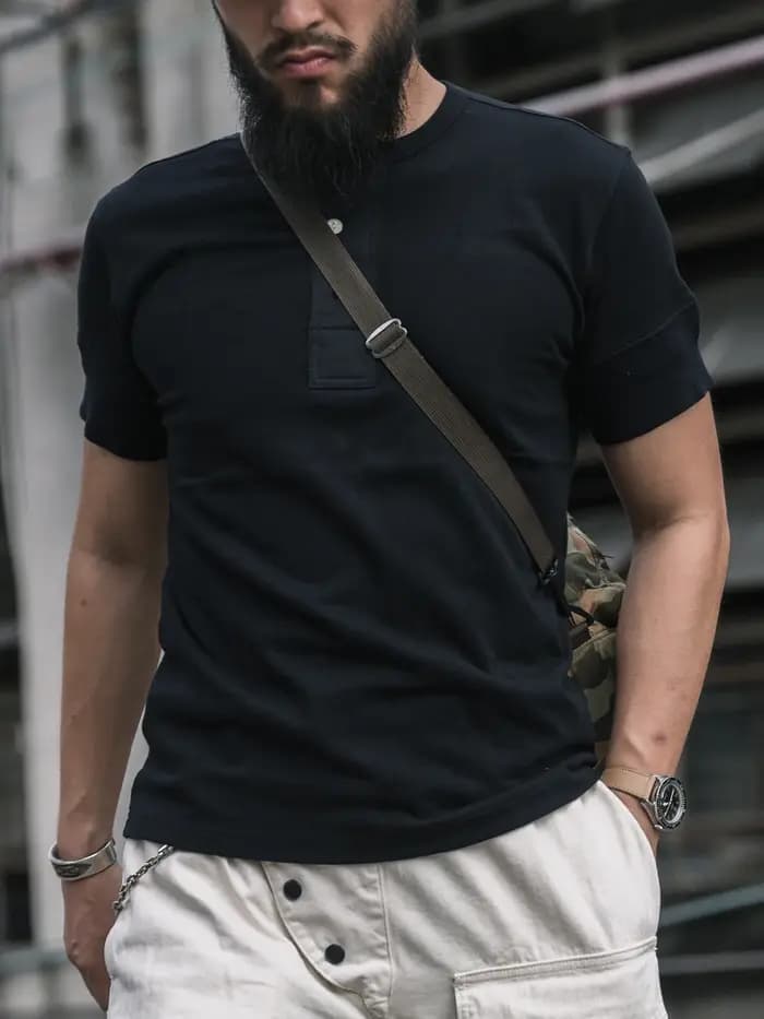 BlearSON Henley-T-Shirt à Manches Courtes pour Homme