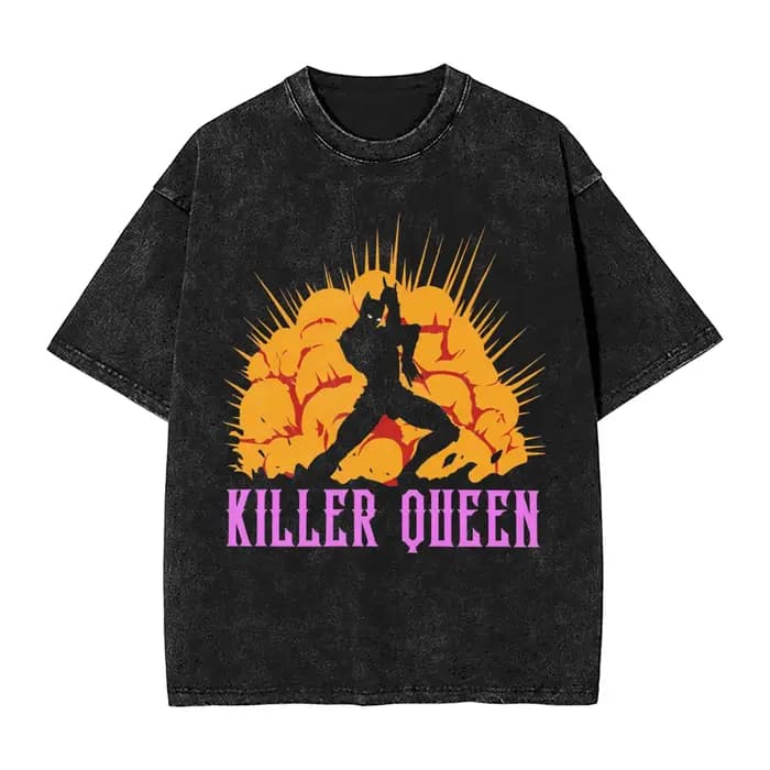 Anime Jojo's Bizarre Adventure Joseph Joestar Kira Killer T-shirt Men Manga Vintage Tshirts Harajuku Washed Cotton T Shirt