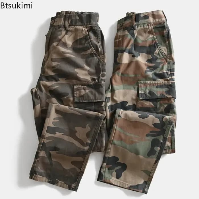 Pantalon de travail camouflage ample à jambe droite pour homme