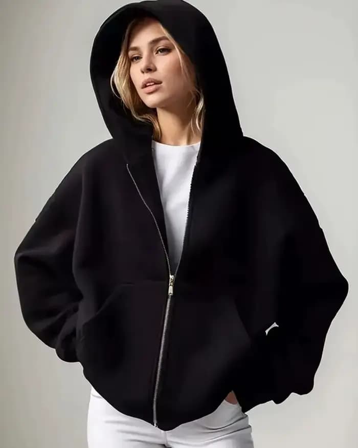 Sweat à capuche zippé oversize pour femme