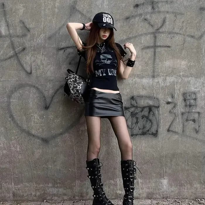Seeslim Goth Print T-shirt femme manches courtes gothique graphique