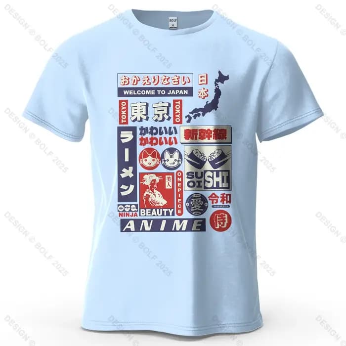 Tokyo Culture imprimé hommes T-Shirt 100% coton surdimensionné rétro japonais graphique t-shirts pour haut pour femme