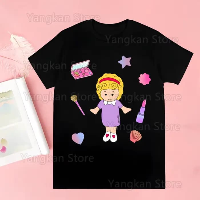Polly poche dessin animé imprimé t-shirt femmes Kawaii chemises graphiques décontracté à manches courtes femme