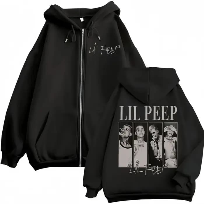Rappeur Lil Peep Merch sweat à capuche avec fermeture éclair Hip Hop Vintage