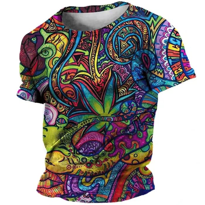 T-shirts graphiques Graffiti colorés mode d'été à manches courtes Hip Hop 3D imprimé