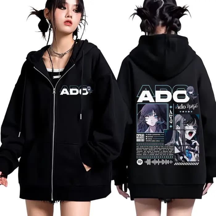 Ado World Tour offre spéciale 2025 Hibana sweat à capuche avec fermeture éclair hommes femmes mode Harajuku sweats