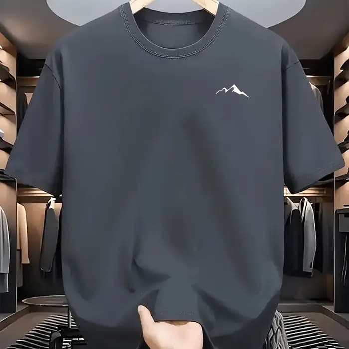 Nouveau T-shirt à col rond au toucher naturel