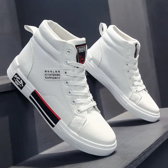 Chaussures de skate pour hommes baskets hautes respirant blanc