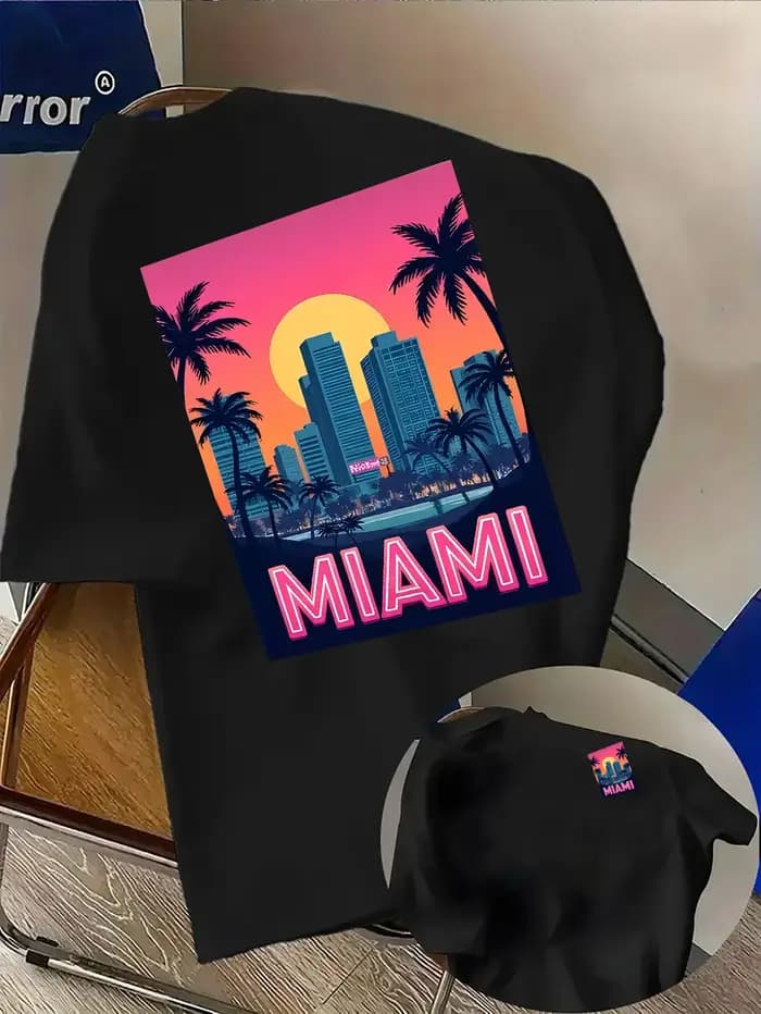 T-shirt pour homme avec imprimé Miami Sunset