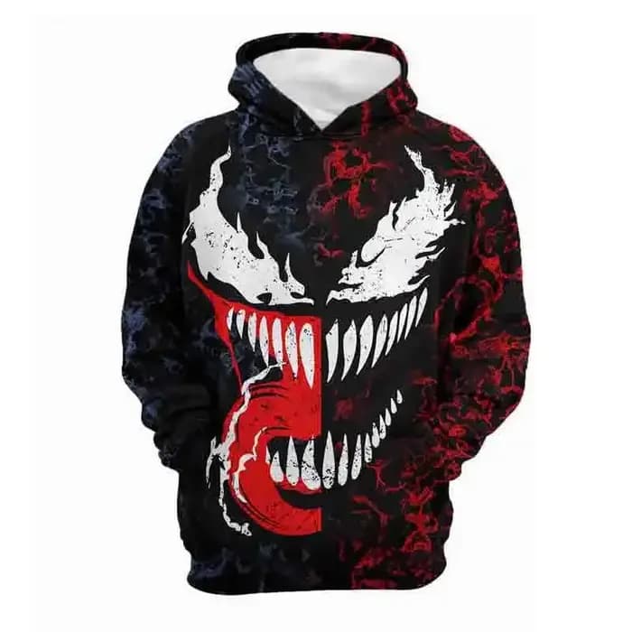 Venom Villain-Sweat à capuche à manches longues imprimé en 3D pour hommes