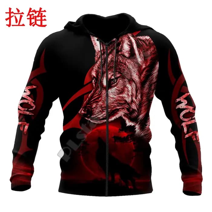 Wolf-a – sweat à capuche unisexe pour homme
