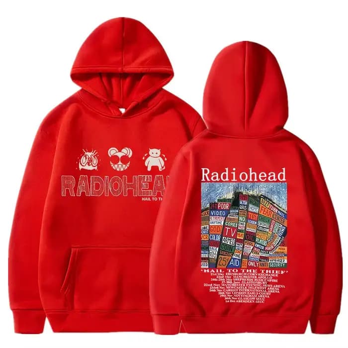 Radiohead-Sweat à capuche imprimé vintage pour hommes et femmes