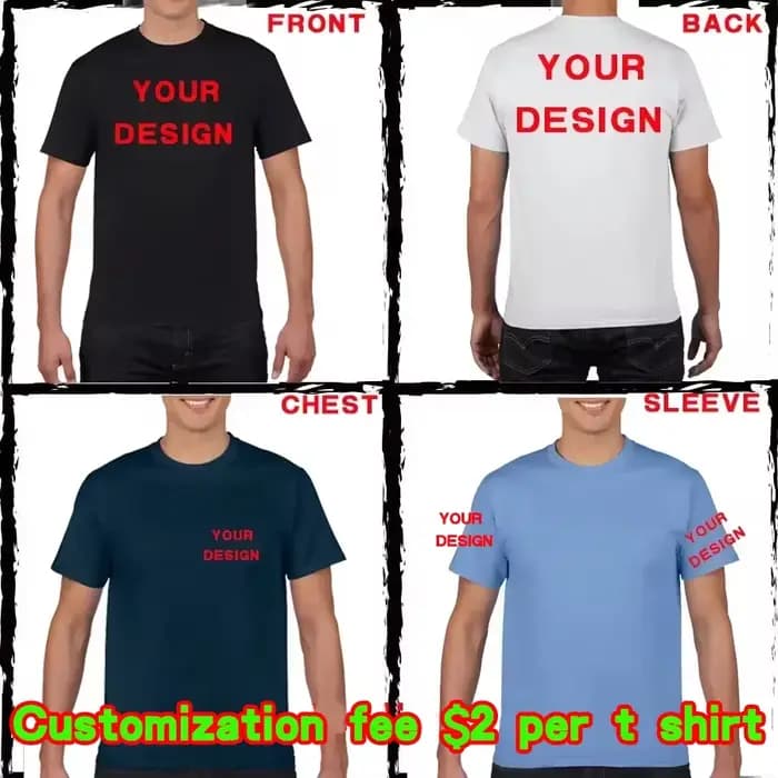 100% coton à manches courtes couleur unie col rond loisirs doux t-shirts hauts t-shirt personnalisé imprimer votre